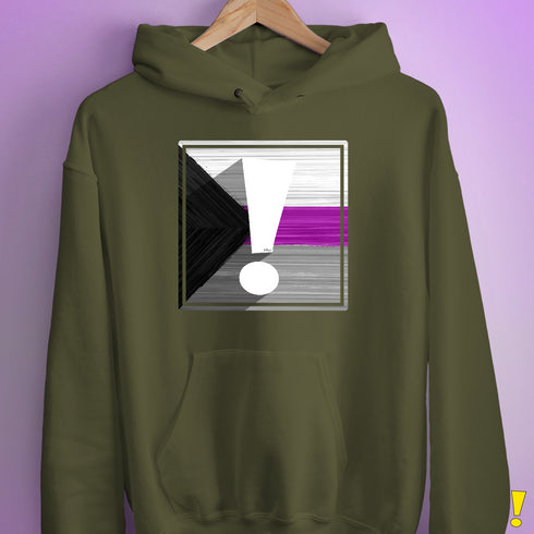 Demisexual Pride Flag Exclamation Point Hoodie - Army